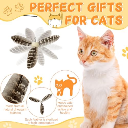 8 Pcs Cat Feather Propeller Toys Refills Replacement Propeller Interactive Cat Toy Refills Kittens Toy Feather Replacement Wand Teasers Attachments for Kittens Wand(Stylish)