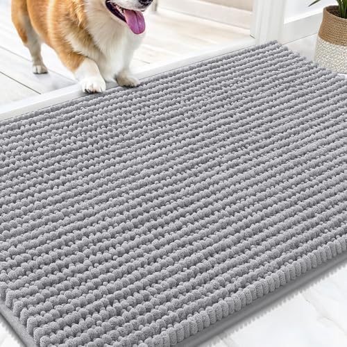 OLANLY Dog Door Mat for Muddy Paws 34x21, Extra Absorbent Chenille Mud Mat