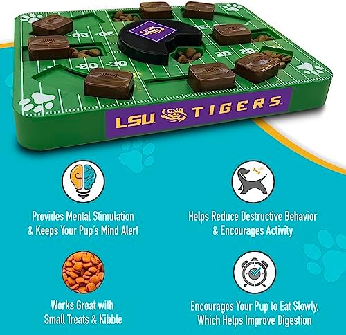 Pets First NCAA LSU Tigers Puzzle Toy, Puzzle Treat Dog Toy, Interactive Dog Treat Toy, Dog Puzzle Feeding Slow Toy