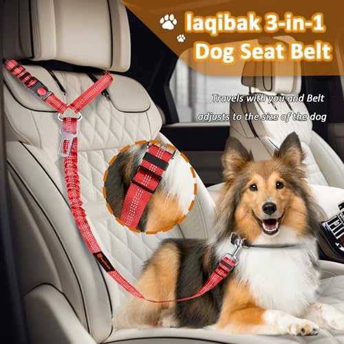 Laqibak Removable Dog Seat Belt Harness for Car, 3 in 1 Pet Seatbelt Leash