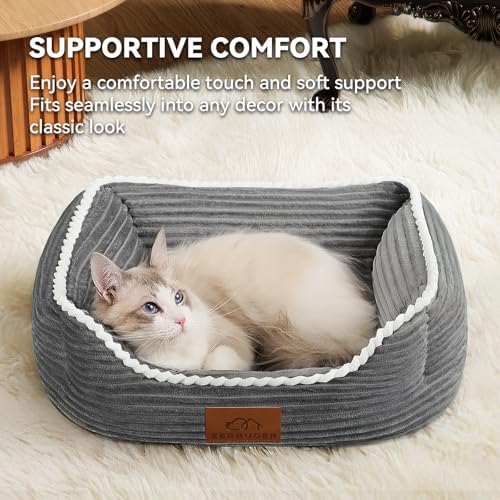 Zerbuger 20in Grey Rectangle Cat Dog Bed Machine Washable Sleeping Sofa