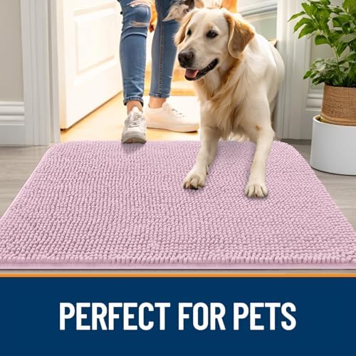 OLANLY Dog Door Mat for Muddy Paws 45x27, Super Absorbent Chenille Mud Mat