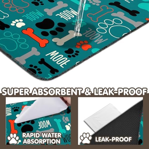 2PC Washable Dog Pee Pads, Non-Slip Reusable Absorbent Mat 35x24in