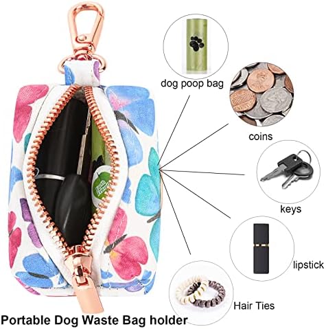 ARING PET Dog Waste Bag Dispenser, Cotton Doggy Poop Bags Holders Attach to Any Leashes, Portable Washable Butterfly Pattern Pet Waste Pouch Dispenser with Metal Zipper