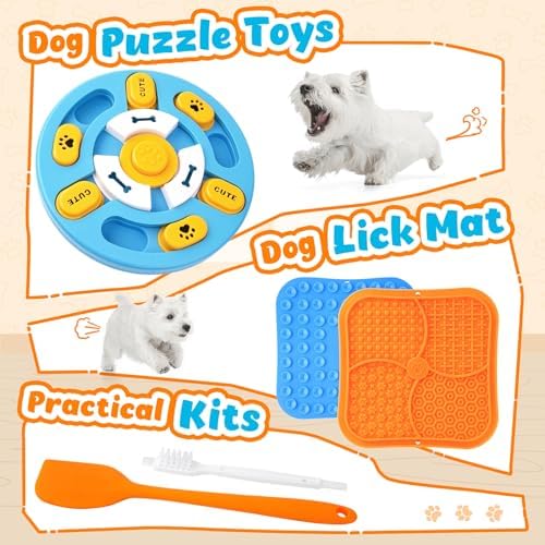 KIPRITII Dog Puzzle Toys with Dog Lick Mat for Small & Medium Dogs