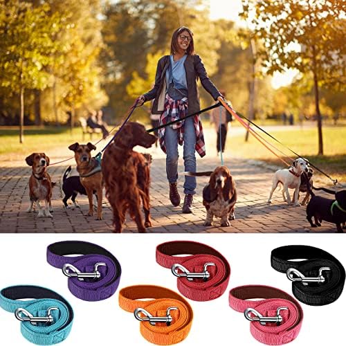 6 Pack Dog Leashes for Large Dogs, Reflective Nylon, Padded Handle, 5 ft