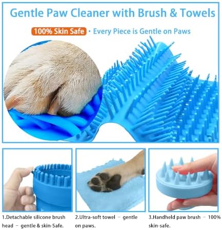 Dog Paw Cleaner Cup with Detachable Top Brush for Large & XL Dogs