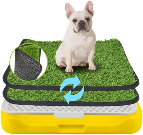 2Pack 18"x14" Artificial Dog Grass Potty Pad with Tray Rubber Backing
