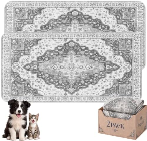 Washable Pee Pads for Dogs,Super Absorbent Reusable Puppy Potty Training Pads,Waterproof,Leak-Proof & Non-Slip Potty Pads for Floor,Whelping,Crates,Bed(Gray, 36"x72")