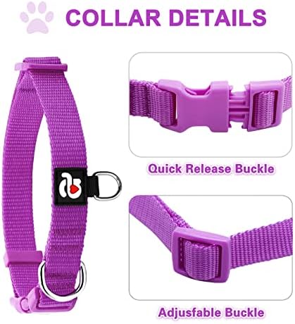 azuza 3 Pack Dog Collars, Nylon Dog Collars for Puppy Small Dogs, Pink, XS