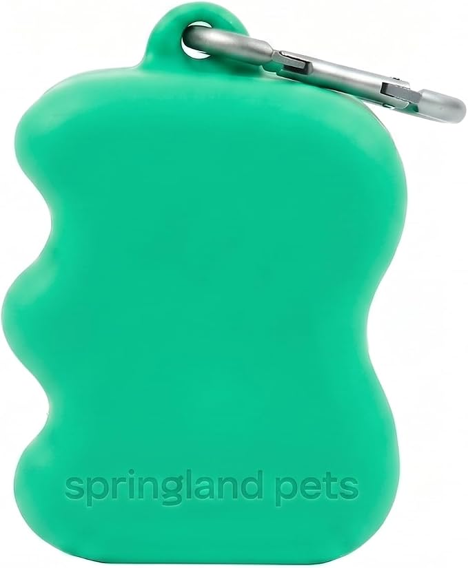 Springer Springland Dog Treat Pouch for Effort-Free Squeeze Dispensing - Easy-Fill, Food-Grade Silicone Treat Pouches for Pet Training - Includes Carabiner-Green