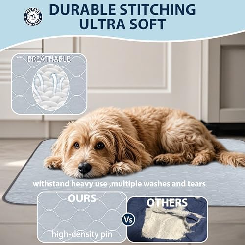 Washable Pee Pads for Dogs, Reusable Puppy Pads 34x36, 3 Pack, White Grey