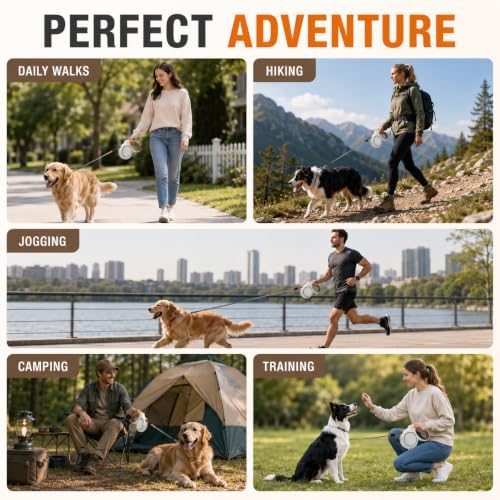16.4 FT Heavy Duty Retractable Dog Leash for Dogs Up to 110 lbs
