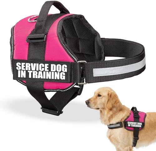 Industrial Puppy Service Dog in Training Vest Harness, XL 30-39 in Pink