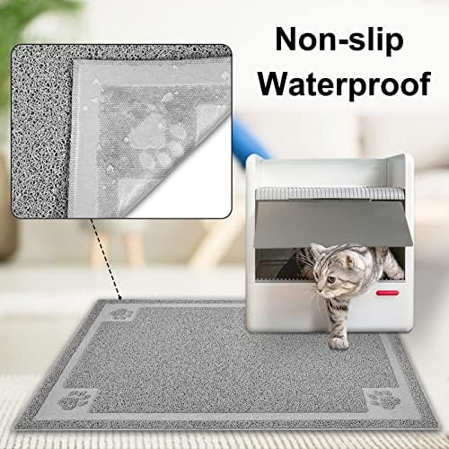 UPSKY Large Cat Litter Mat Trapper 35"×23", Waterproof, Non-Slip, Gray