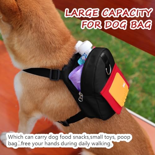 Dog Backpack for Small Dogs to Wear,Cute Pet Puppy Harness Backpacks with Leash Adjustable Dog Self Carrier Bag for Travel Hiking Daily Walking (S, Black)