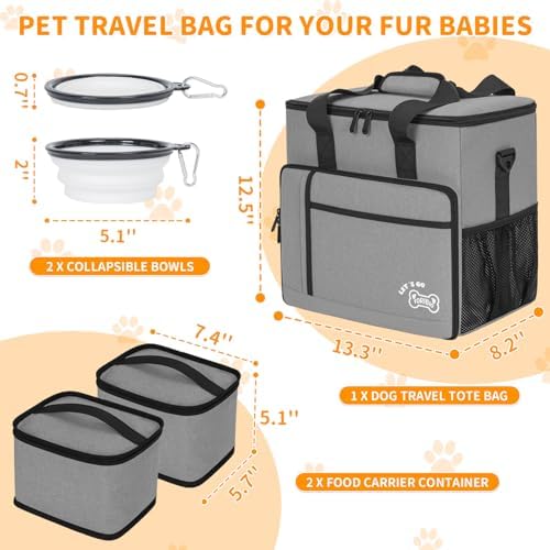 TORIBIO Large Dog Travel Bag for Supplies with Food Bowl