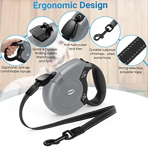 360°No Tangle 26 Ft Retractable Dog Leash for Dogs up to 99lbs