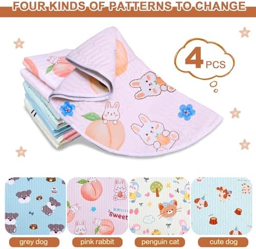 4 Pack Whelping Pads for Dogs, Round Whelping Pads Washable and Waterproof ,Reusable Pet Pee Pads Puppy Training Pad Whelping Floor Pad Whelping Supplies for Dogs (36'', Round,Multicolor)