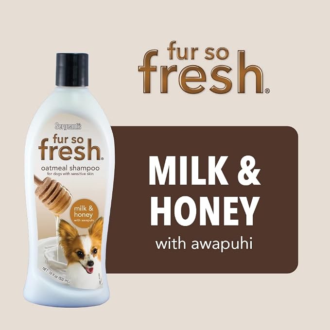 Sergeant's Sergeant’s Fur-So-Fresh Oatmeal Dog Grooming Shampoo for Sensitive Skin, Milk and Honey Scent, Dog Bath Product, 18oz (Pack of 2)