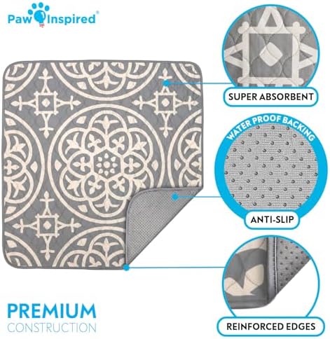 Paw Inspired Designer Medallion Print Dog Pads, 36x36 Inch Size, 2 Pack