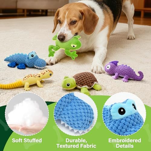 PrimePets 5 Pack Plush Crinkle Squeaky Dog Toys for Small Medium Large Dog