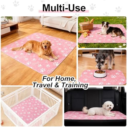 BEAUTYZOO Washable Pee Pads for Dogs,Reusable Puppy Pads Large 72x72 Pink