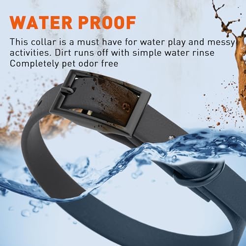 Dogline Biothane Waterproof Dog Collar Strong Coated Nylon Webbing with Black Hardware Odor- Proof for Easy Care Easy to Clean High Performance Fits Small Medium or Large Dogs, Black