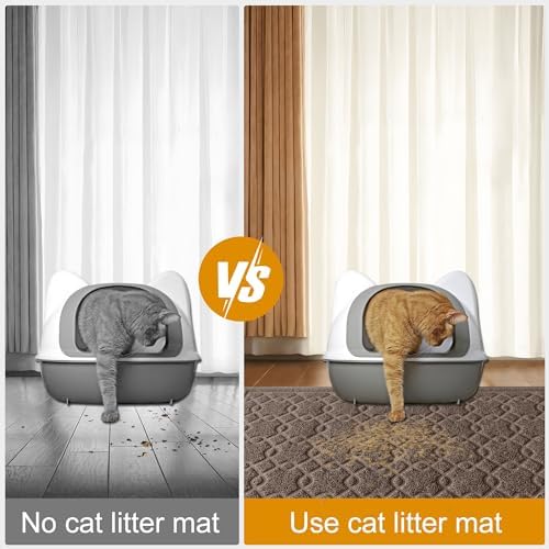 Cat Litter Box Mat, 35" x 24" Large Kitty Litter Trapping Mat Keep Floor Clean, Scatter Control, Waterproof, Easy to Clean, Durable Large Size Litter Mat