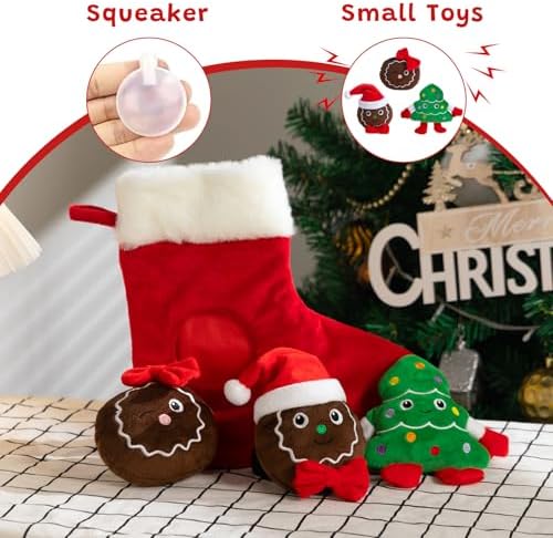 Hollypet Christmas Squeaky Hide and Seek Dog Toys for Small and Medium