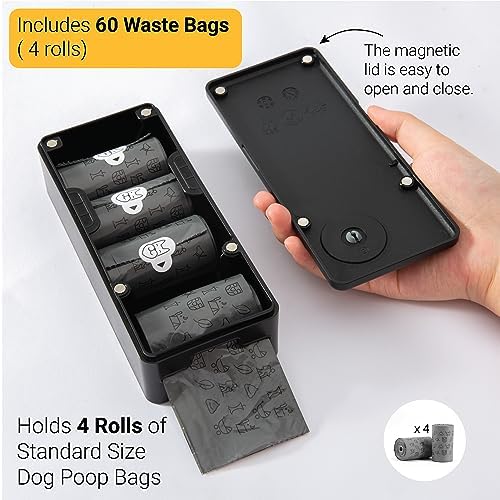 SVD.PET Dog Poop Bag Dispenser with 60 Bags (Black, Dispenser + Bags)