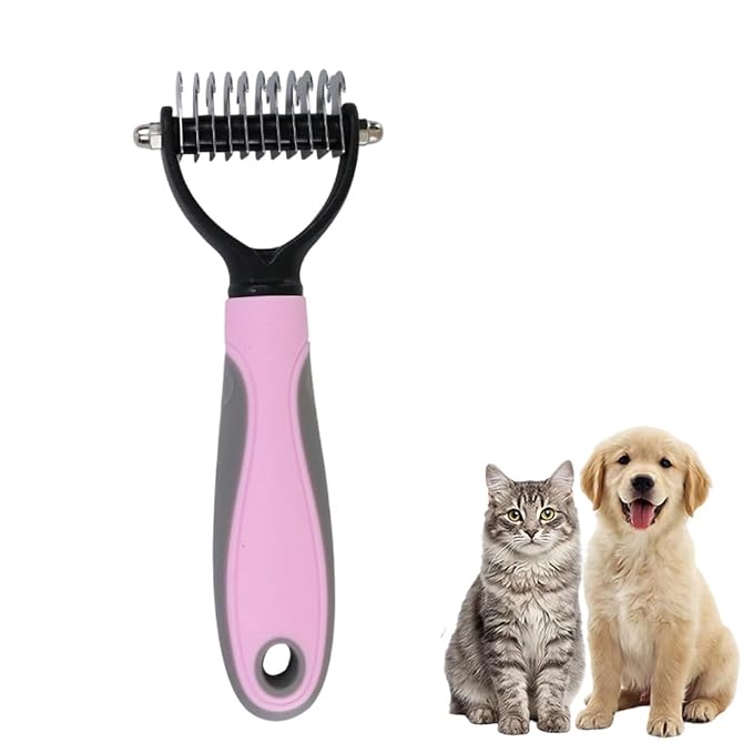 Dematting Comb for Dogs and Cats, 2026 Upgraded Pet Pro Tool Grooming, Dual-Sided Deshedding and Dematting Brush, Ergonomic Pet Grooming Brush, Gentle Pet Hair Remover Comb
