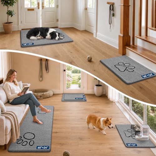 Bcoimo Super Absorbent Dog Door Mat, 60"*24" Anti Slip Mat for Muddy Paws