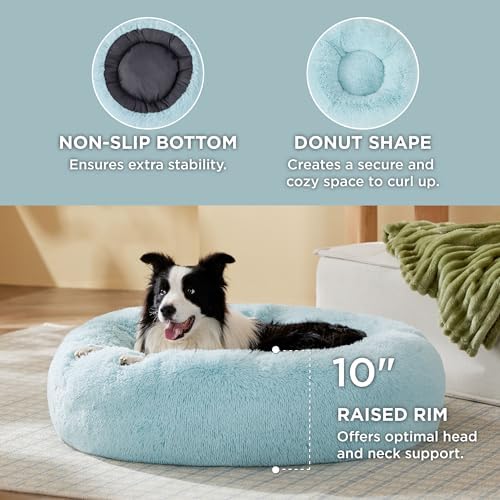 Bedsure Calming Dog Beds Large Sized Dog Donut Washable Pet Bed,36ins