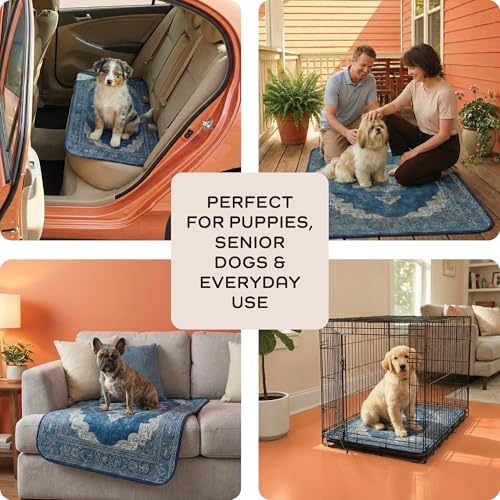 Super Absorbent Washable Pee Pads for Dogs (2-Pack) – Reusable Puppy Training Pads, 100% Waterproof & Leakproof Dog Pee Pads with Non-Slip Backing – Durable, Quick-Dry Pet Pads for Crates & Floors