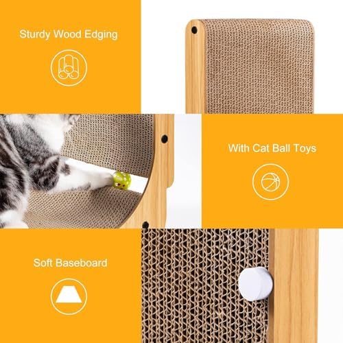 Poils bebe L Shape Cat Scratcher, 26.8 Inch Cat Scratchers for Indoor Cats