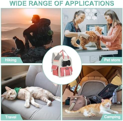 Cat Pet Backpack Carrier Pink 12"x8"x14" Travel Bag
