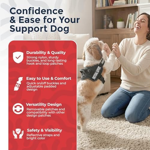 Industrial Puppy Emotional Support Vest Harness, Small 19.5-25 in, Black