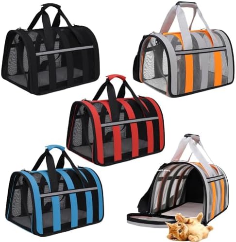 Cat, Dog Carrier, Airline Approved Pet Carrier for Cats and Dogs up to 20 Lbs, Soft, Foldable, Washable Travel Bag for Small to Medium Pets, Portable Comfortable Cat Dog Carrier for Home Outdoor Use