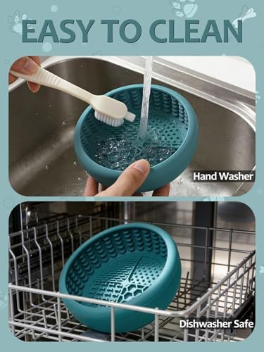 Dog Lick Bowl for Large Dogs, Lick Mat, Slow Feeder Lick Bowl with Brush and Scraper,Strong Suction, Freeze Licking Bowl for Anxiety Relief, Enrichment & Distraction, Dishwasher Safe 7.6 * 3.5 inch