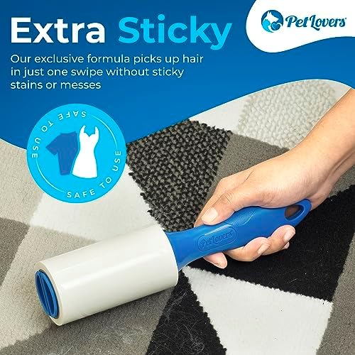 PetLovers Extra Sticky Lint Roller Mega Value Set 1000 Sheets for Pet Hair Removal, Dog and Cat Lint Remover 10 Pack