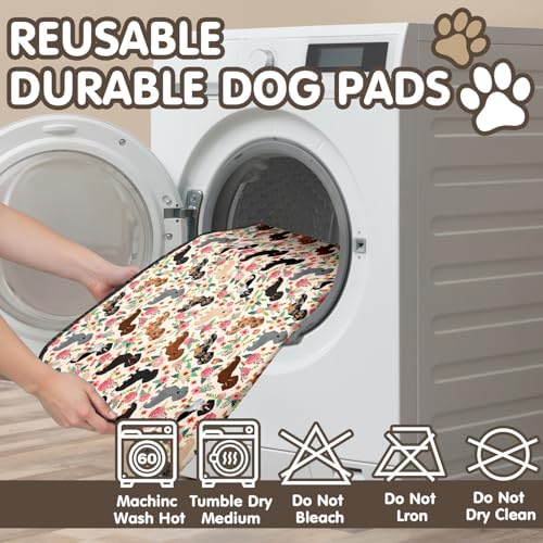 2PC Dachshund Pee Pads for Dog, Washable Absorbent Non-Slip Dog Mat 35x24in