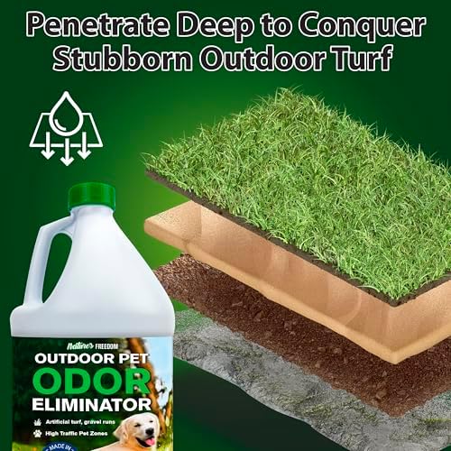 Nature's Freedom Concentrated Enzymes Outdoor Odor Eliminator, Turf and Yard Cleaner for Pet Urine, Deodorizer for Dog & Cat Waste & Smells, Makes 5 to 64 Gallons, Use on Grass, Patios, Kennels