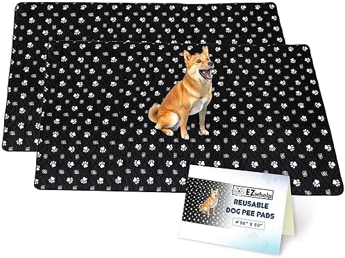 EZwhelp Reusable Dog Pee Pads, Washable Waterproof Mat 50x50 in, 2 Pack