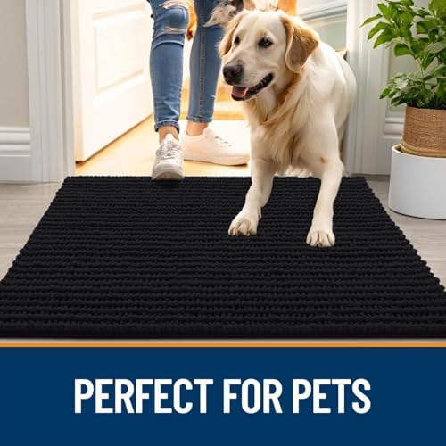 OLANLY Dog Door Mat for Muddy Paws 47x24, Extra Absorbent Chenille Mud Mat