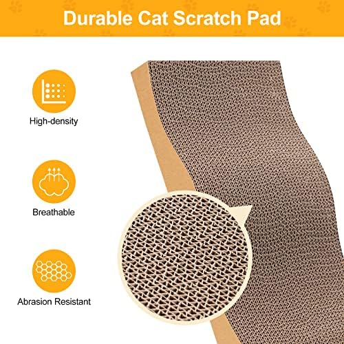 Poils bebe 5 PCS Cat Scratcher with Box, Reversible Cat Scratchers for Indoor Cats, Cardboard Cat Scratcher with Catnip, 2 Curved and 3 Flat Boards for Scratching Bed