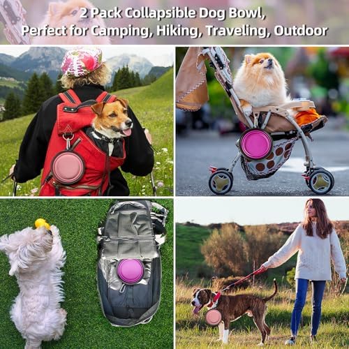 Kytely Large Collapsible Dog Bowls 2 Pack, 34oz Foldable Dog Travel Bowl