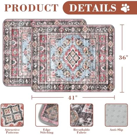 Washable Pee Pads for Dogs, 2 Pack Reusable Puppy Pads Absorbent Training Pads for Dogs Waterproof Dog Mat Non-Slip Whelping Pet Mat (Pink, 36“×41”-2Pack)