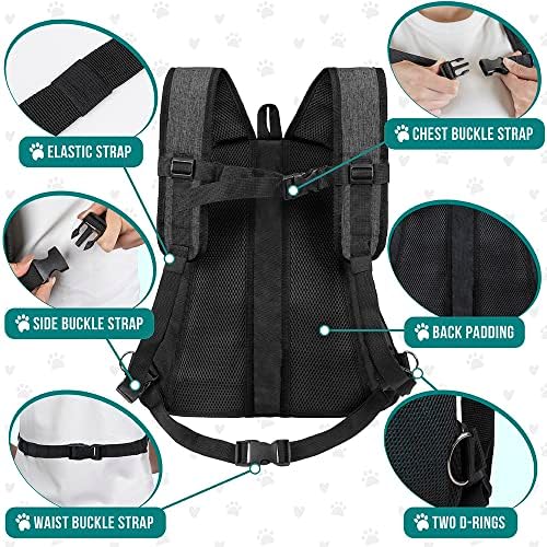 PetAmi Adjustable Chest Carrier Backpack for Dogs & Cats, Ventilated, Hiking & Camping, Up to 15 lbs, Dark Gray