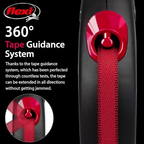 FLEXI® New Classic Tape Retractable Dog Leash, Medium 16ft -Black Red
